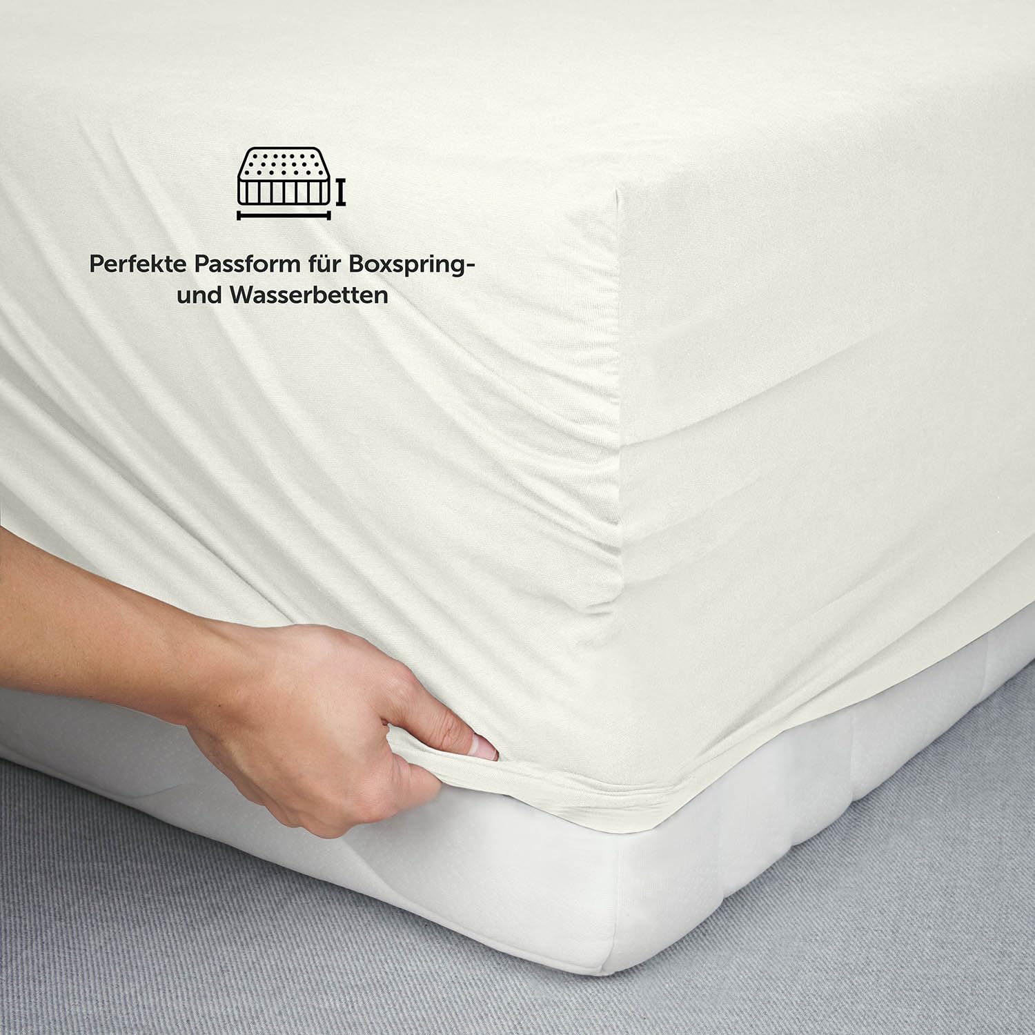 Blumtal® Luxus Spannbettlaken 180x200cm - 200x220cm für Boxspringbetten/Wasserbetten - Oeko-TEX zertifizierte Spannbettlaken 180x200 / 200x200 / 200x220 - Spannbetttuch 200x200 - Ivory Elfenbein