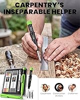 Vista 7 de Lápiz de carpintero con sacapuntas, lápices mecánicos de carpintero con 19 repuestos, lápiz de construcción, herramientas de carpintería