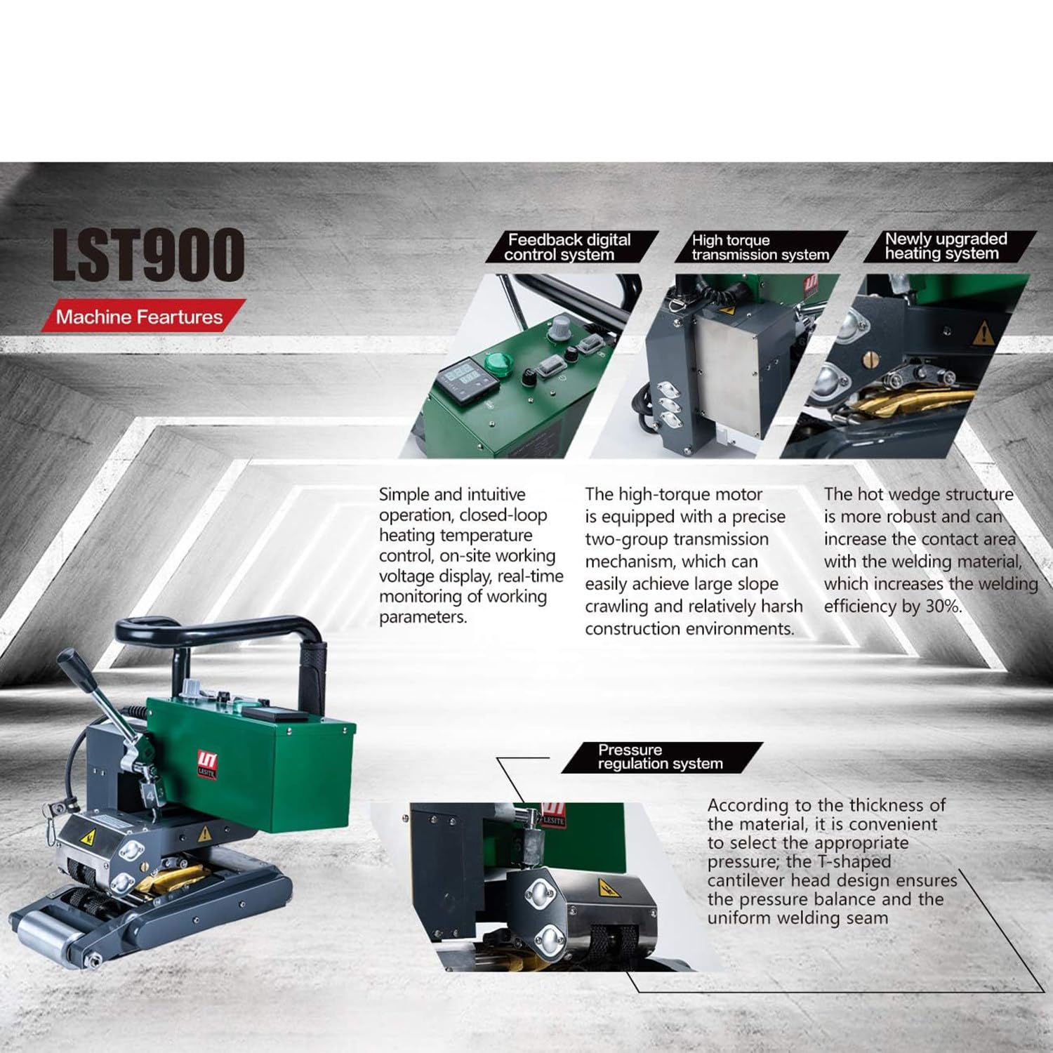 LINCYS Soldador Hdpe Geomembrana 2100-W, Juego Herramientas De Soldador De Cuña Caliente De Membrana Plástico Potente para Sellar Membranas Gruesas De 1,0 A 3,0 Mm