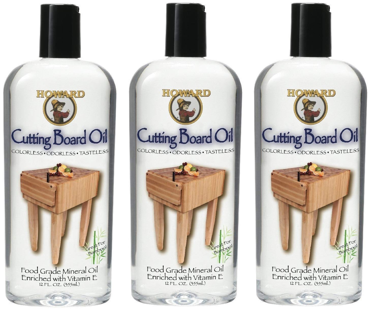Howard Products Butcher Block Oil 3‑Pack
