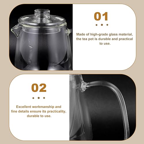 Miniatura 4 de Hemoton Tetera de vidrio resistente al calor para té de hojas sueltas Cafetera perfumada transparente para adultos para hierbas verdes