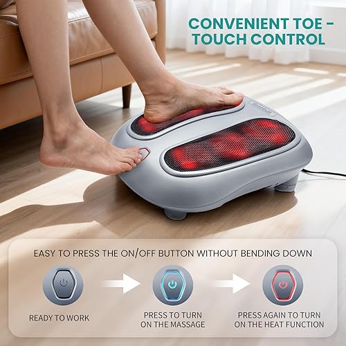 Vista 5 de Nekteck - Masajeador de pies, máquina de masaje mediante calor generado por electricidad, para fascitis plantar, función de calor infrarrojo Gris
