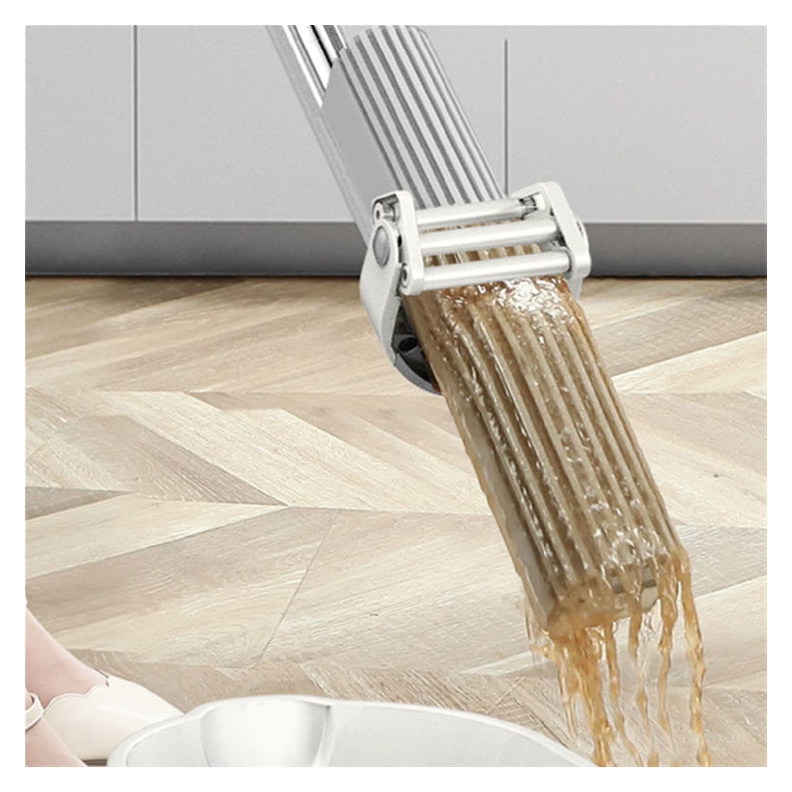 yaoqijie Esponja mágica para fregona auto exprimible agua limpieza del hogar lavado baño piso cocina manos libres escoba giratoria cabeza escoba plana duradera (color: dentro de 2 almohadillas)