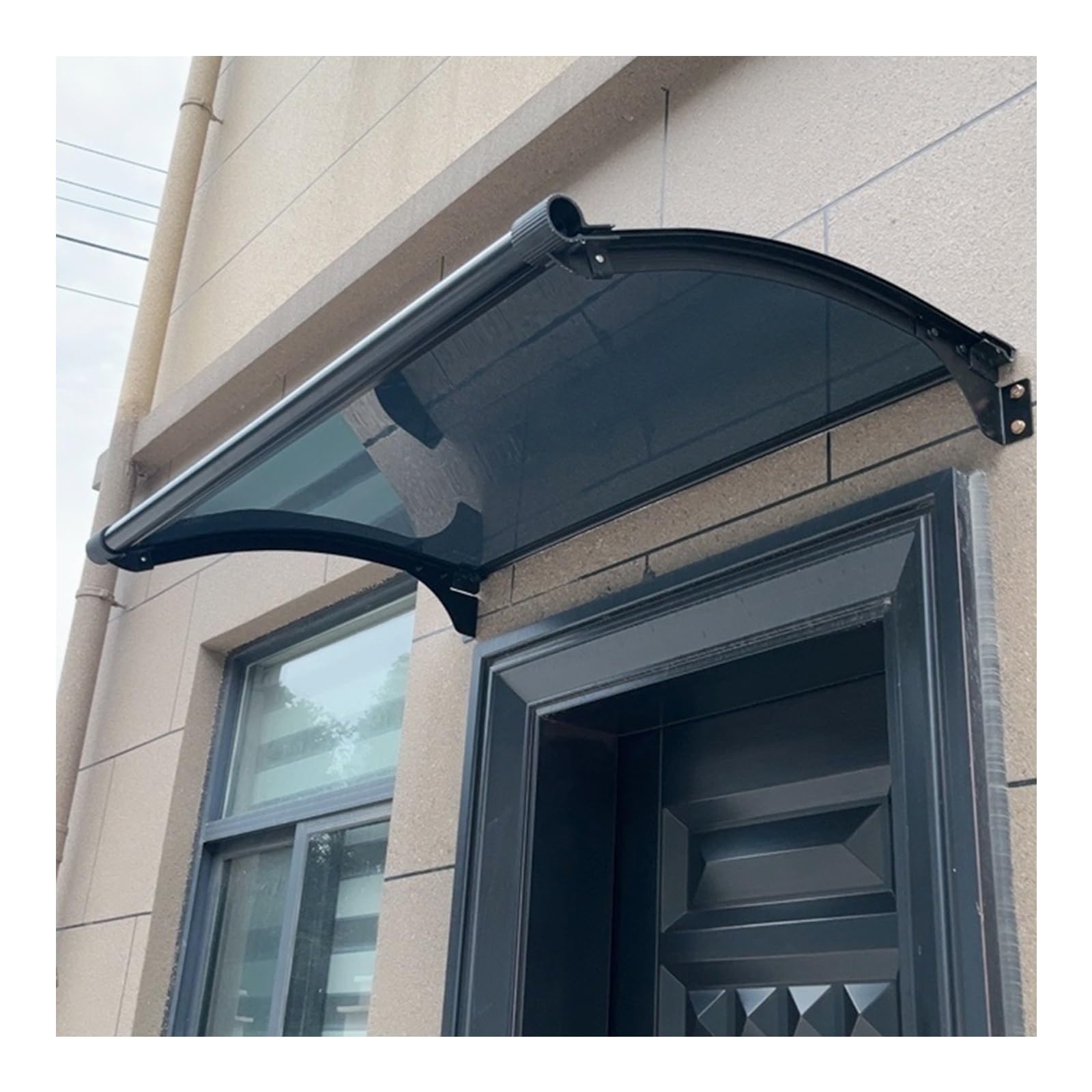 Toldo para Puerta Exterior de 120x260cm con Soporte Negro para Jardin