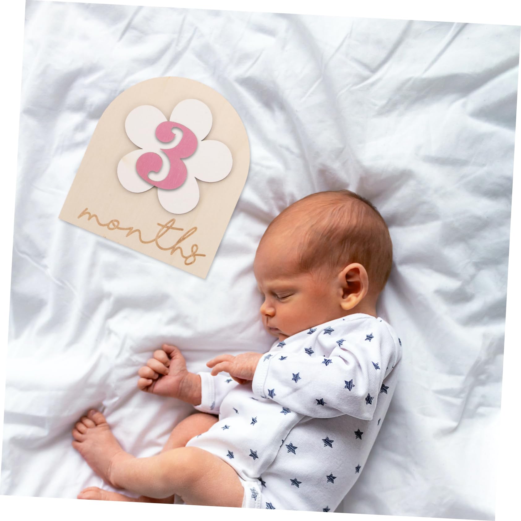 NUOBESTY 4 Juegos Accesorios del Mes del cumpleaños Detalles Señal de Mes para Decoración para recién Nacido Tarjetas de hitos del Meses Bebe de Madera