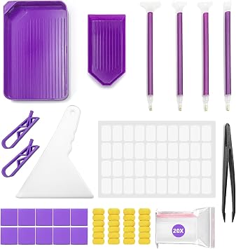 FJCTER 45PCs DIY Diamond Painting Tools and Accessories Kit for Kids Adults, Complete Diamond Art Tools with Diamond Art Pens Tweezers Glue Diamond Correction, Diamond Painting Accessories