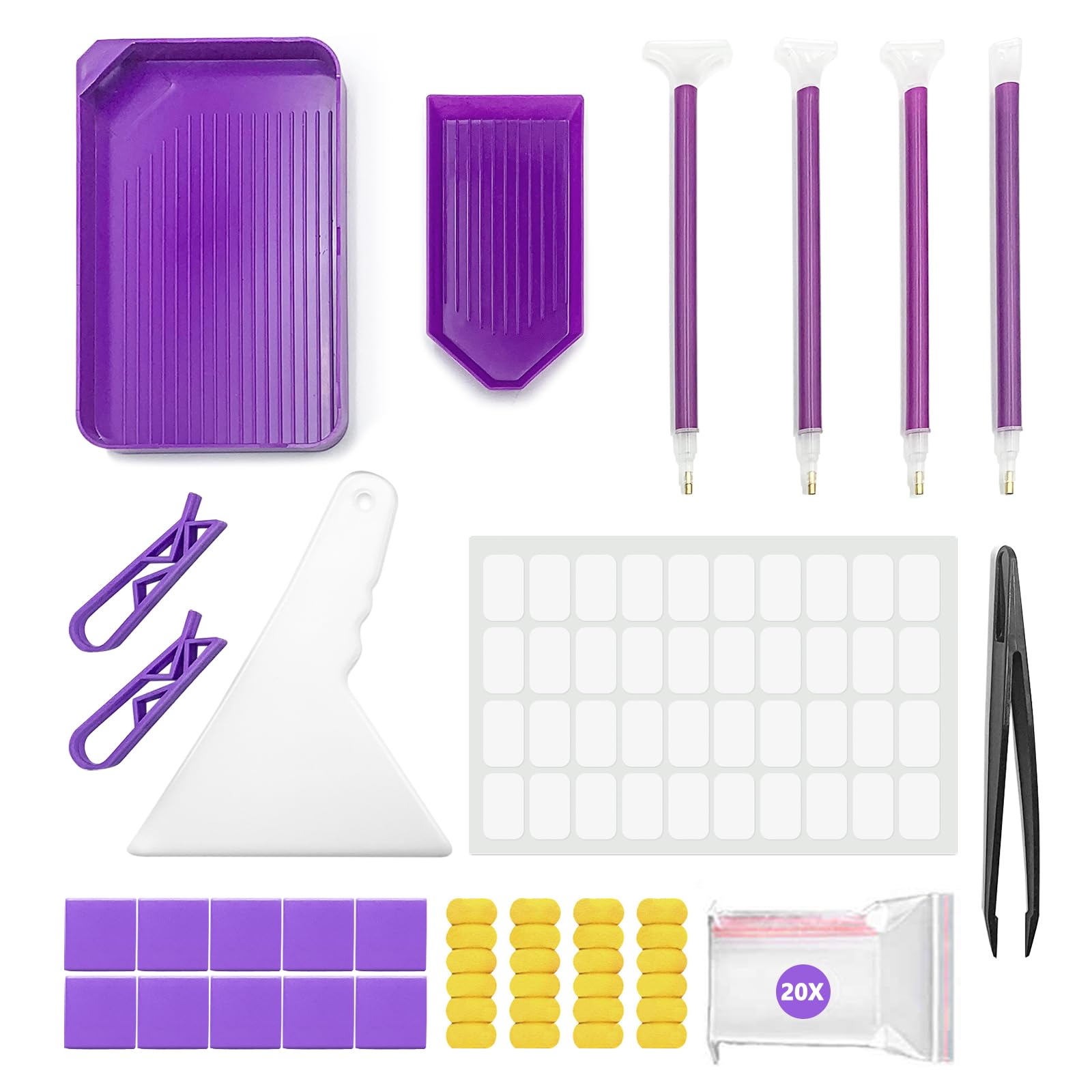 FJCTER 45PCs DIY Diamond Painting Tools and Accessories Kit for Kids Adults, Complete Diamond Art Tools with Diamond Art Pens Tweezers Glue Diamond Correction, Diamond Painting Accessories