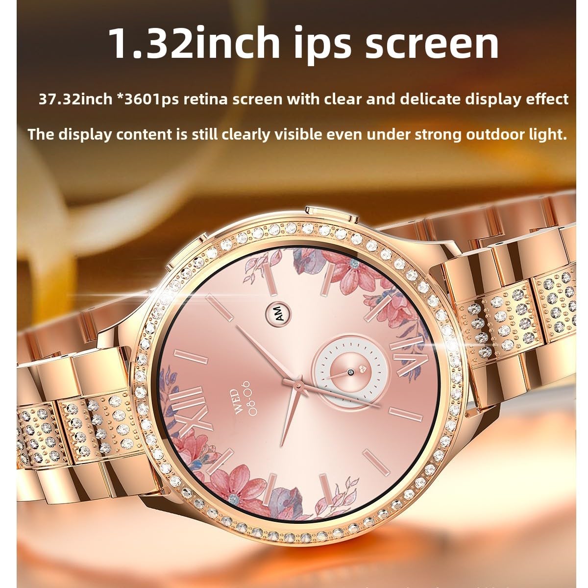 AK62 Smartwatch, zegarek sportowy Bluetooth, rozmawiające tętno, monitorowanie snu, krokomierz, okrągły zegarek damski (srebrzysty B)