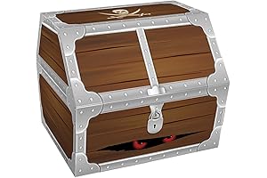 PETCEE Pirate Treasure Chest for Kids - 9x9.3x8 Large Treasure Chest for...