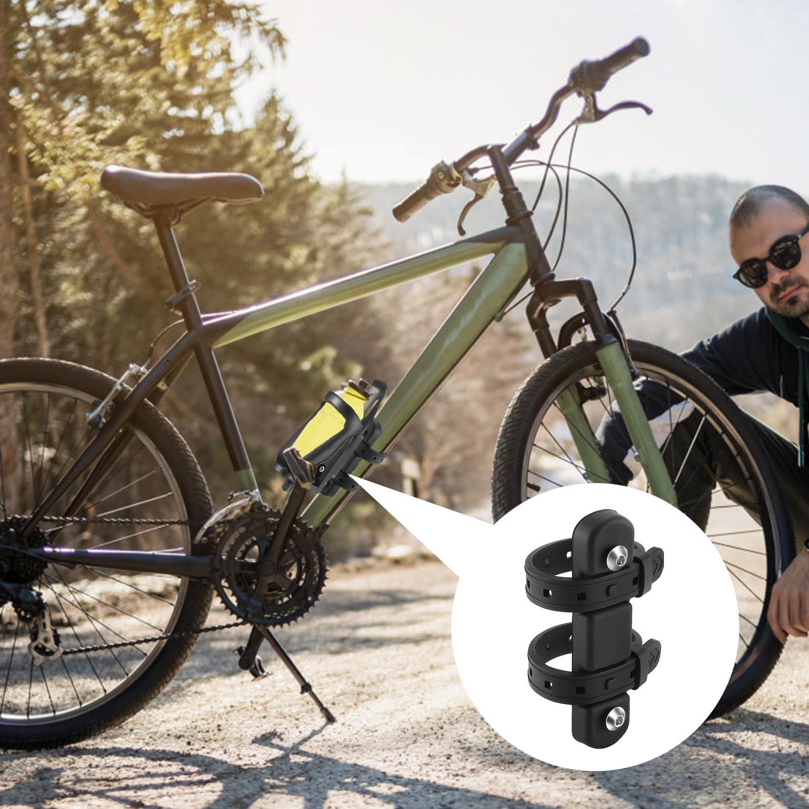 Sollee Portaborraccia Per Bici Senza Viti, Cinturino Per Portaborraccia,Base Di Montaggio Per Gabbia In Silicone - Foto 3