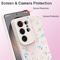 Vista 5 de Funda para Samsung Galaxy S26 Ultra, bonita funda protectora de poliuretano termoplástico suave a prueba de golpes y diseño floral, con lazo rosa