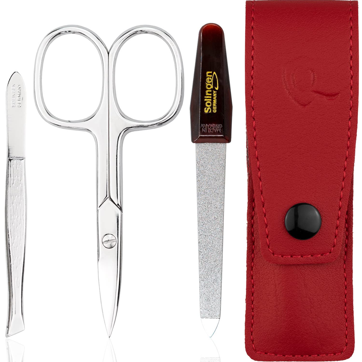 Forbicine e Pinzette – Set Manicure Professionale con Custodia in Similpelle. Include strumenti per Mani e Piedi, ideale per unghie curate. Perfetto come kit da viaggio, pratico ed elegante