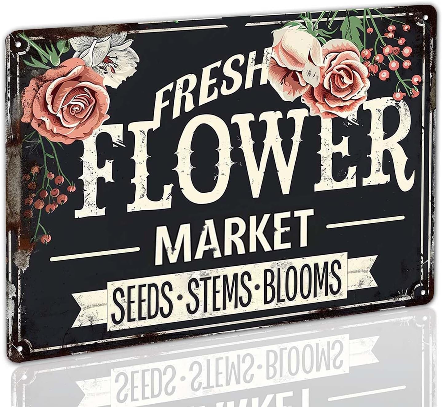 Vintage Retro Funny Tin Sign Fresh Flowers Wall Decor for Garden Wall Home Farm Yard Front Door Indoor Outdoor Decor Street Sign 8 X 12 Inches