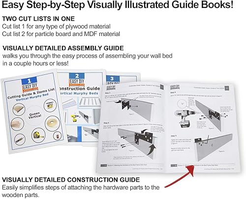 Miniatura 5 de Murphy - Kit de accesorios de cama tamaño Queen  Cama plegable con marco de madera de bricolaje para habitación de huéspedes fácil de construir
