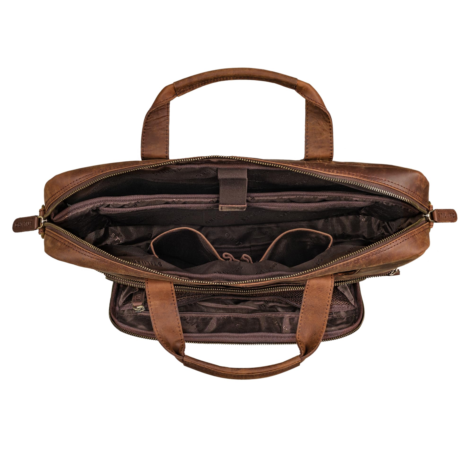 STILORD 'Cyrus' Vintage Laptoptasche 17 Zoll Leder Herren Groß Business-Tasche Echtleder Umhängetasche für Laptop 17,3 Zoll Arbeit Business Reise