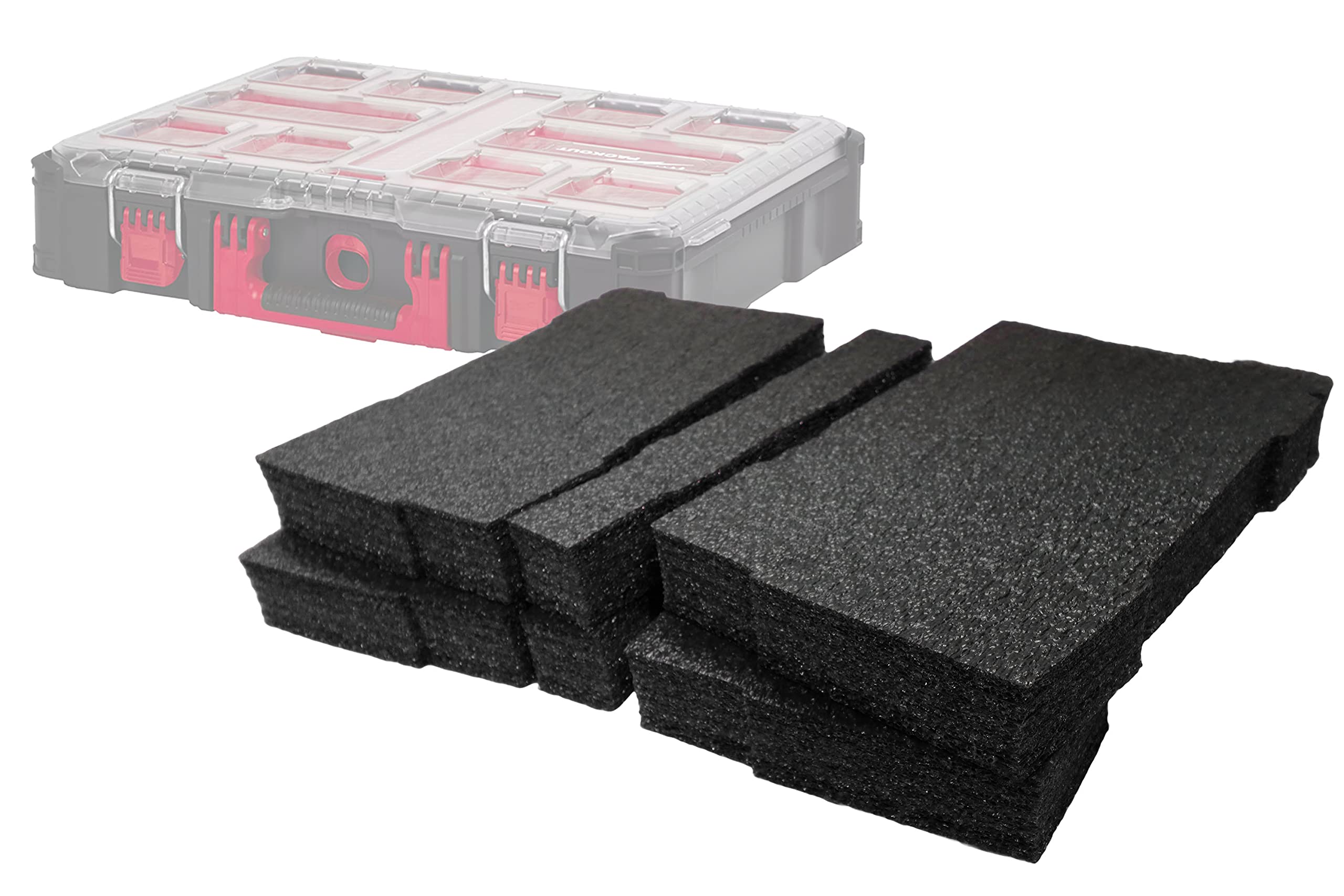 Shadow Foam Inserts for Packout Organiser [Twin Pack ] Customisable Foam for Milwaukee Packout Modular Systems | Ideal for Lean, 5S, Kaizen & Custom Organisers (Black, 50mm)
