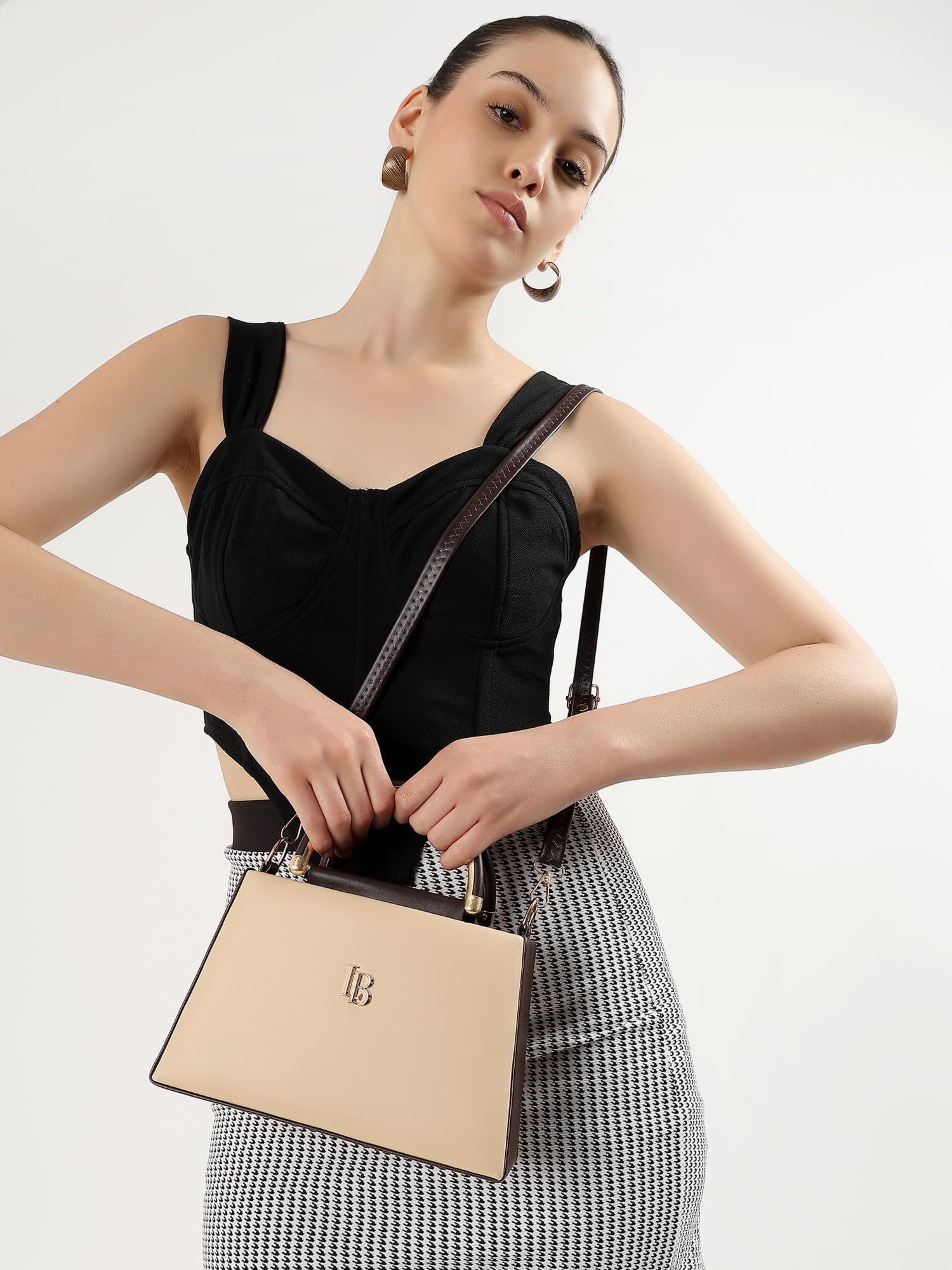 LEGAL BRIBE D Style Handle Sling Bag (Beige) 2