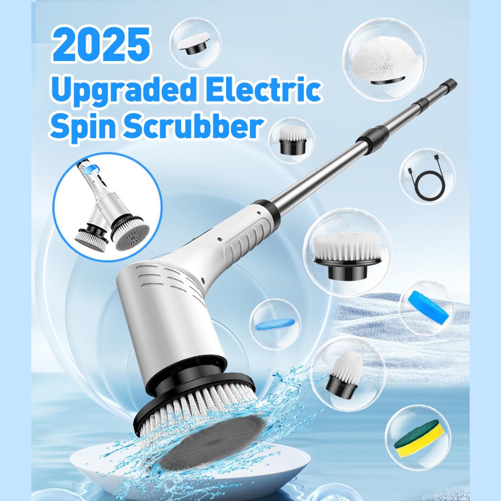 Scrubber elettrico bagno Pulitore Cordless A Strofinamento E Gadget Pulizia | Spazzola elettrica pulizia doccia 2 velocità per piastrelle, vasca, fughe, , ceramica, , pavimento