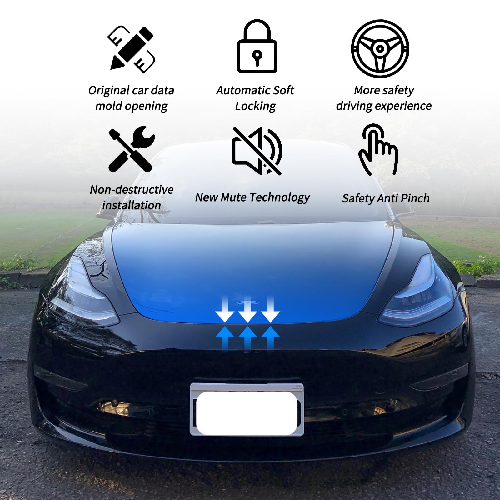 Tesla Power Frunk Model 3 Front Trunk Auto Close Electric Suction Cover Soft Closing Automatic Lock Closer Highland 2024 2023 2022 2021(Not fit Model 3 2019 2020)