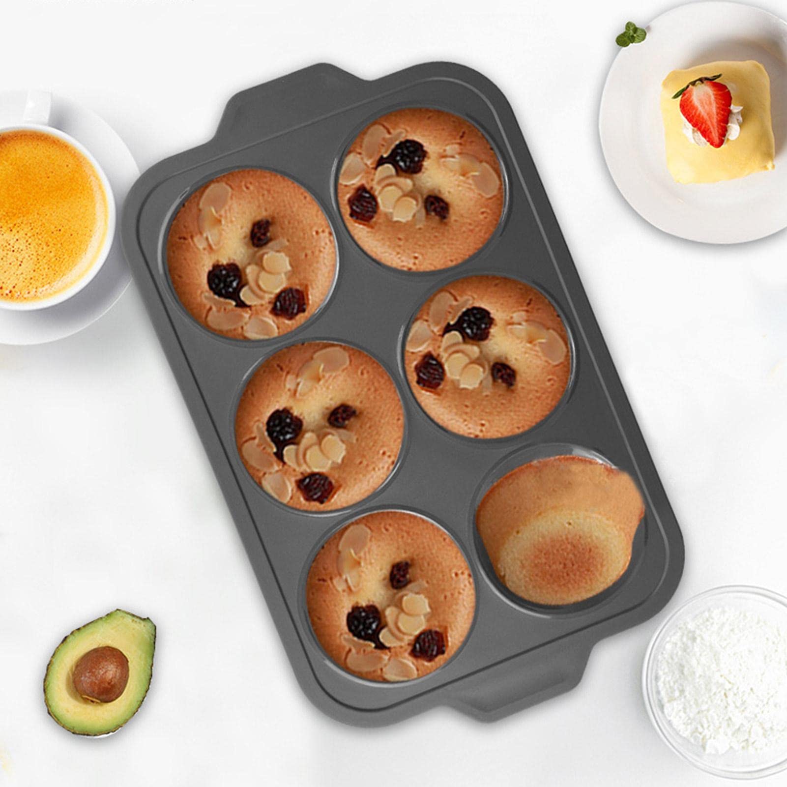 Juego de 6 moldes para tartas de silicona | Mini moldes para magdalenas de silicona antiadherente, moldes de silicona para hornear, para horno, nevera, congelador | magdalenas de silicona antiadherente, moldes de silicona para hornear, para horno, , conge