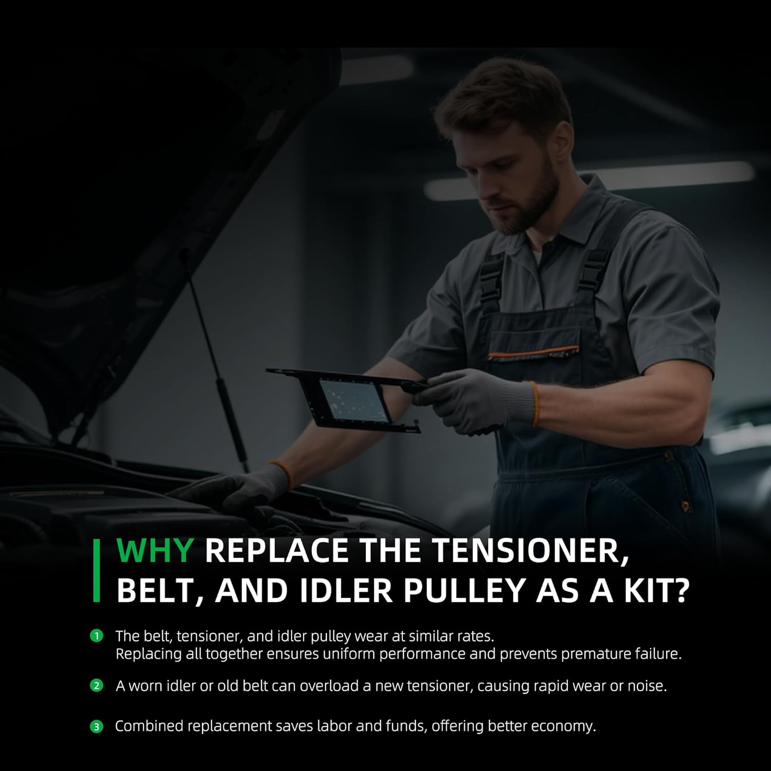 90K-38284 Complete Serpentine Belt Tensioner Component Kit with Idler Pulley Compatible with Nissan Rogue 2008-2013 for Nissan Rogue Select 2014-2015 2.5L L4 OE# 38284 36026 K060711A