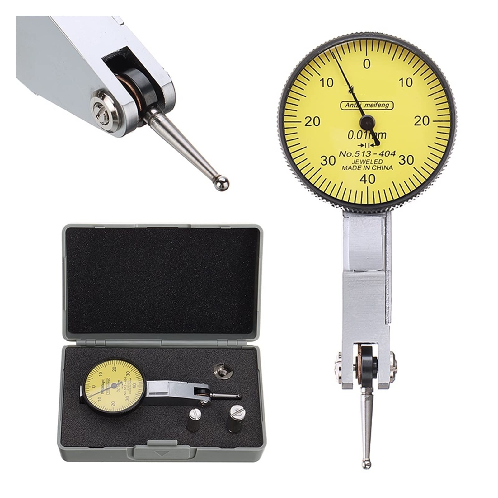 Reloj comparador, Indicador de prueba de indicador de Dial preciso, métrico de precisión con montaje en rieles de cola de milano, herramienta de instrumento de medición de 0-40-0 0,01mm Para impresora
