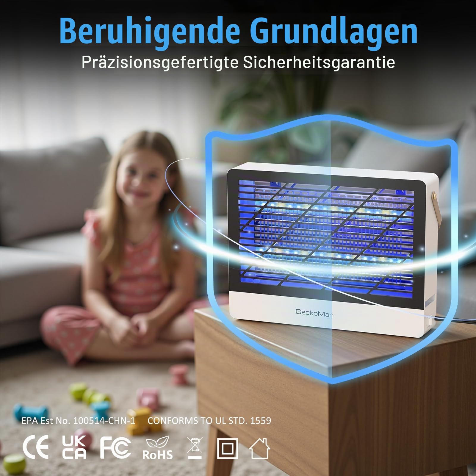 GeckoMan 2PK LED Hybrid Spektrum Insektenvernichter Elektrisch Fliegenfalle | LED-Lampen, Energiesparend, Lange Lebensdauer, Hybrid-Spektrum, Innenbereich, Mückenfalle, Mückenlampe, Innen, Max-Attrakt
