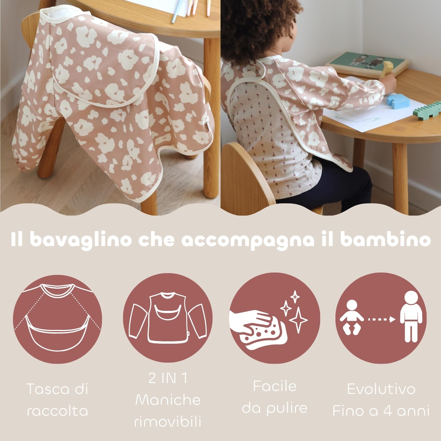 BÉABA Set Pappa Bebè – Regalo Nascita Completo da 4 Mesi, Piatti Inox Microonde, Posate Ergonomiche, Bavaglino a Maniche, Scatola Ricordo, Materiali Sani e Duraturi – Savannah Bloom