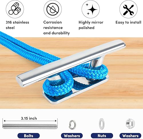 Vista 22 de Tacos de acero inoxidable, tacos de muelle, tacos de cuerda con tornillos, base abierta, tacos de barco para embarcaciones, canoa, amarre