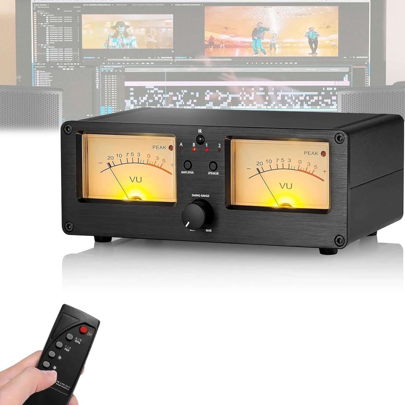 Doppio Vu Meter Analogico, Commutatore Audio Analogico A 2 Vie Con Display A Pannello E Telecomando, 2 Set Di Uscite Di Commutazione Audio, 34 Colori, 4 Livelli Di Luminosità Regolabili, Per Gli