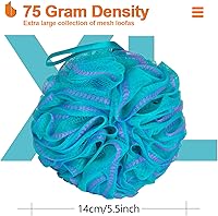 Vista 2 de Urbanstrive Esponja de ducha para baño, 2.65 oz, bolas suaves de esponja para ducha para hombres y mujeres, accesorios de baño, 1 paquete, negro