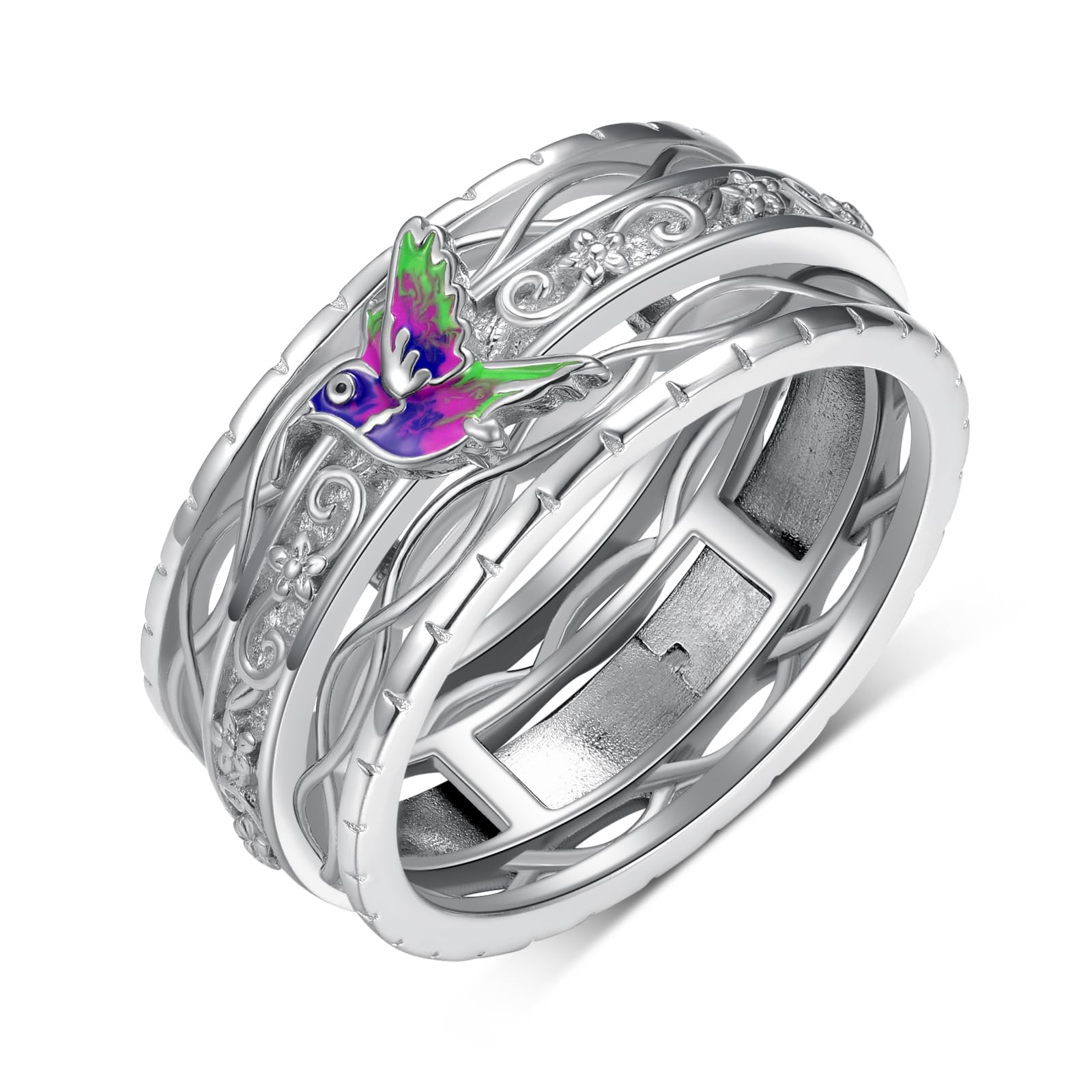 Bague colibri pour femmes 925 argent Sterling Spinner Fidget anxiété soulager inquiétude soulager le Stress ennui bague oiseau bijoux animaux décoration cadeau