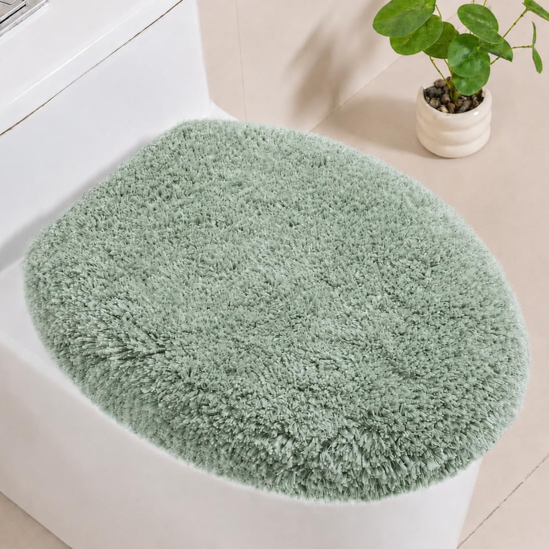 Microfiber Elongated Toilet Seat Cover, 19.5"x15" Machine Washable
