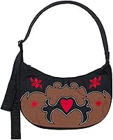 Baggu Medium Nylon Crescent Shoulder Bag - Recycled Nylon, Zipper Closure, Adjustable Strap & Key Leash