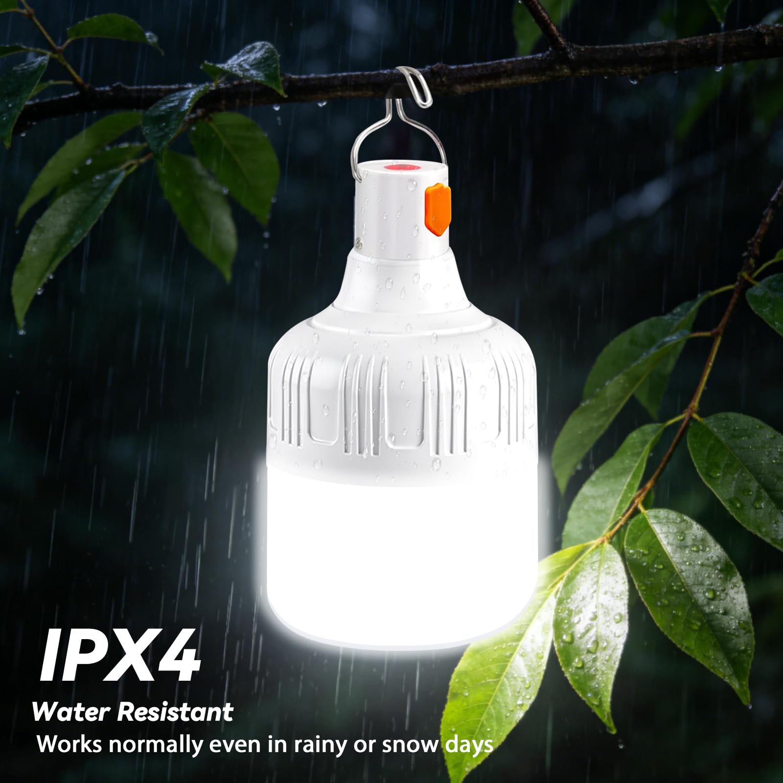 Lámpara Camping Recargable LED 500LM 3 Modos Impermeable Portátil con Gancho