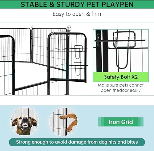Vista 56 de BestPet - Corralito de 24/32/40 pulgadas de altura para perros de todos los tamaños, 8/16/24/32 paneles, para ejercicio al aire libre, con puertas