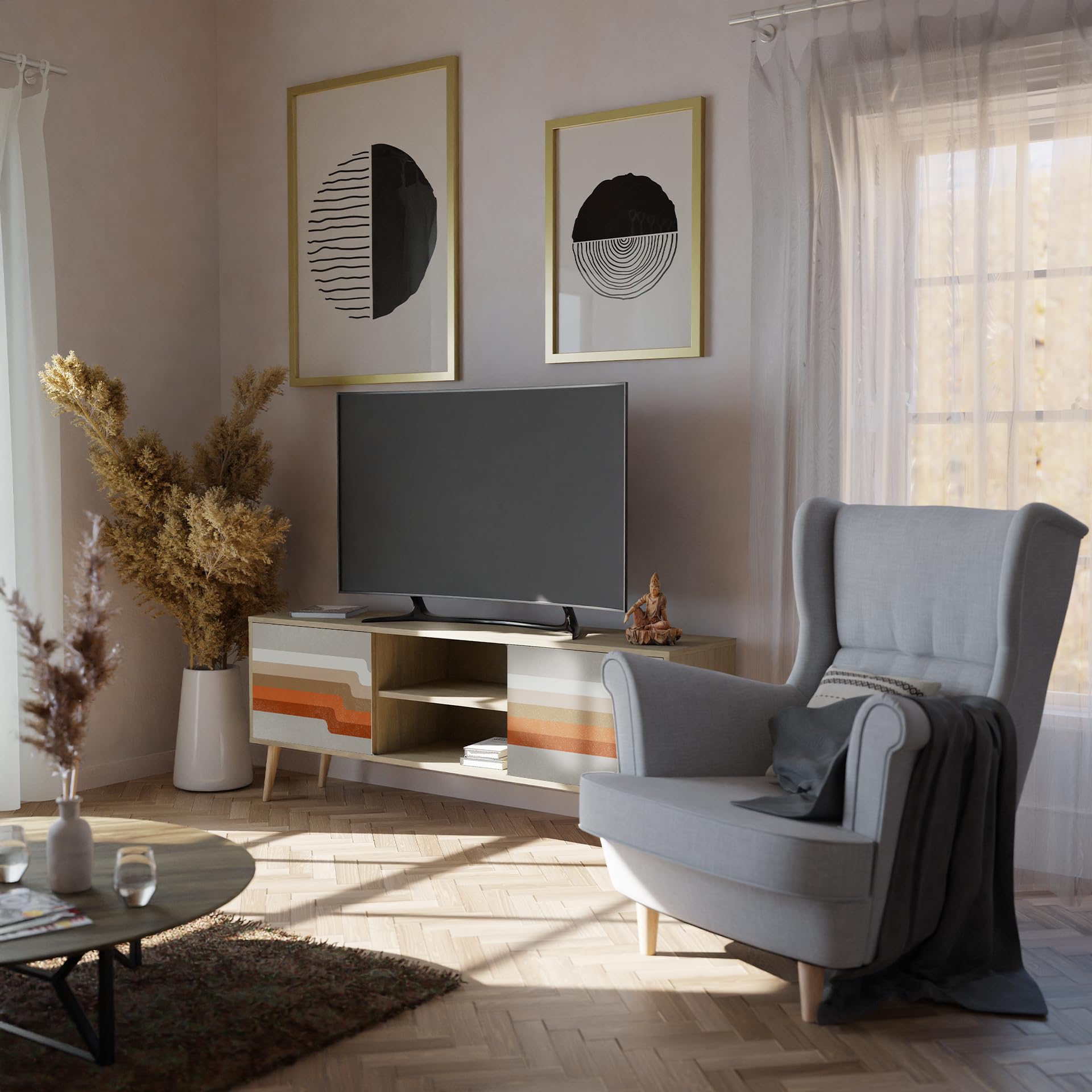 Mobile TV Moderno Con 3 Ante - Credenza Soggiorno Con Gambe - Foto 2