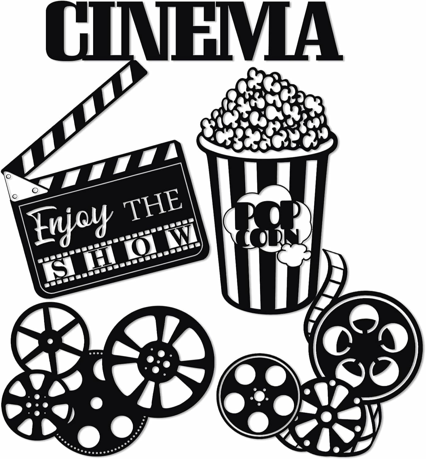 GADGETS WRAP Movie Theater Decor Home Room Cinema and Popcorn Wall Art Reel Sign Action for Theme Party Decorations Office Studio-picture-24