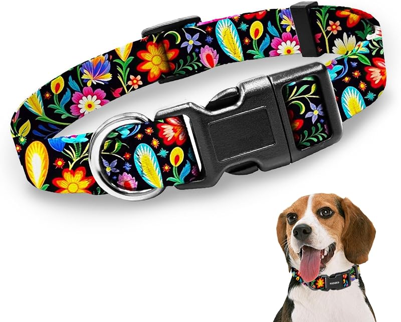 Coleira ajustável para cães em nylon macio com estampa tropical Kazazoo Tropical-M