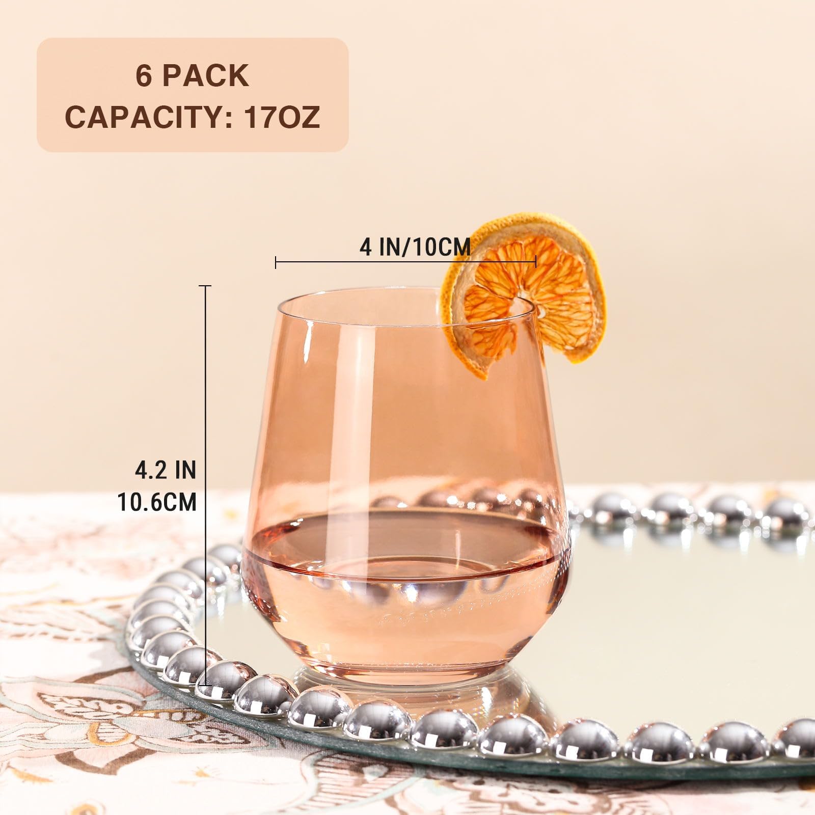 Venus farbige Weingläser ohne Stiel, 170 - 482 ml, mundgeblasen, kristallfarbene Gläser ohne Stiel, mehrfarbiges Weinglas für Weinliebhaber, Hochzeit, Geburtstag, Einweihungsgeschenk für Frauen