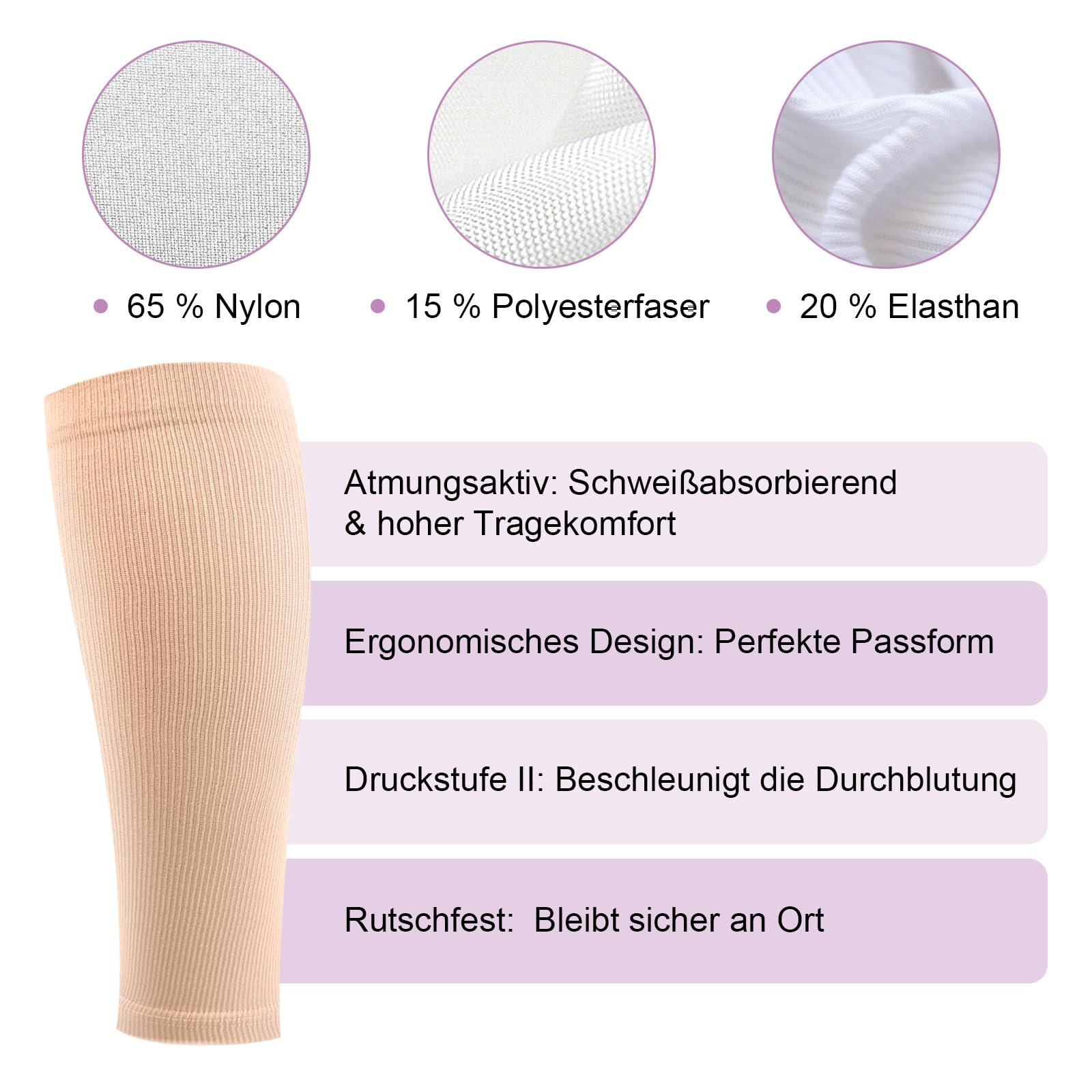 2 pares de medias de compresión para hombre y mujer, 20-30 mmHg, clase 2, medias de compresión médica, soporte graduado, medias de trombosis