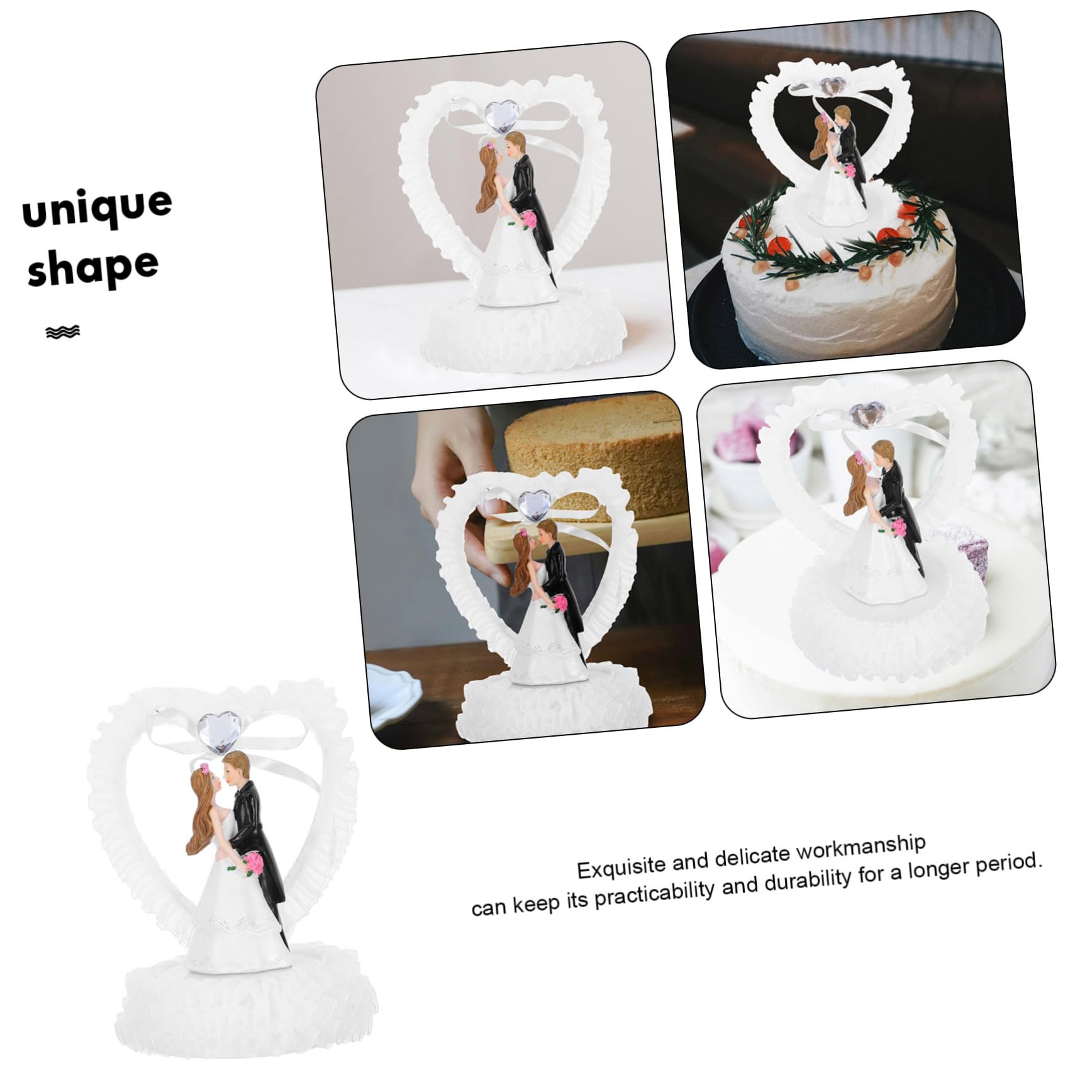 PRETYZOOM 3st Hochzeitsdekorationen Herr & Frau Tortenaufsatz Herz-kuchenaufsatz Braut- Und Bräutigamfiguren Desktop-puppen-ornament Tortenaufsatz Für Braut Und Bräutigam ，， Weiß