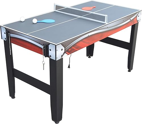 Miniatura 6 de Hathaway Scout - Mesa multijuego 4 en 1 de 54 pulgadas, ideal para salas de juegos familiares, incluye baloncesto de arcade, hockey de aire, tenis