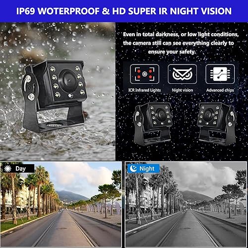 Miniatura 6 de Cámara de respaldo 4K RV, monitor de pantalla táctil de 10.36 pulgadas para camioneta/furgoneta/remolque DVR grabación con Bluetooth FM MP5 IP69