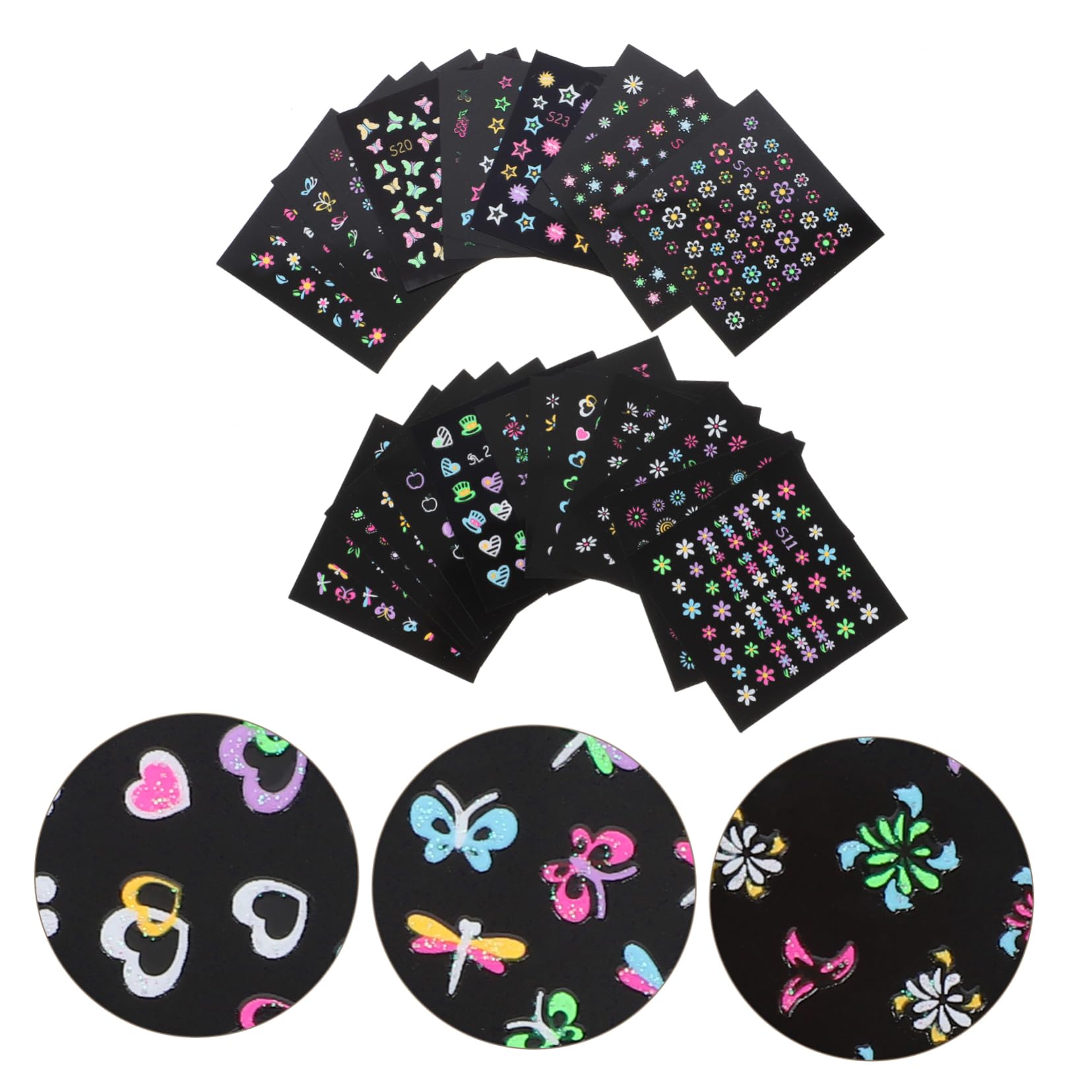 Beavorty Juego de 4 Plantillas para Uñas Calcomanías de Manicura de Moda Accesorios para Uñas Hojas X 4