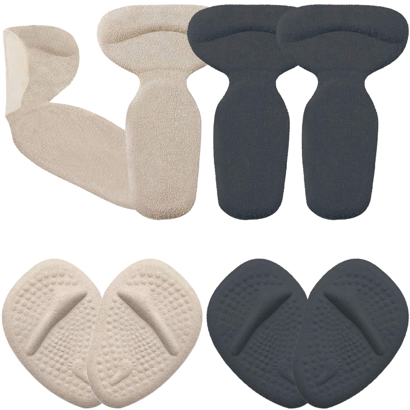 Heel Grips Metatarsal Pads - Shoe Insoles Gel Heel Pads for Ladies Shoes Too Big, Ball of Foot Cushion Inserts for Women Men Plantar Fasciitis, Anti Slip Suede Heel Liners for High Heels, Loose Shoes
