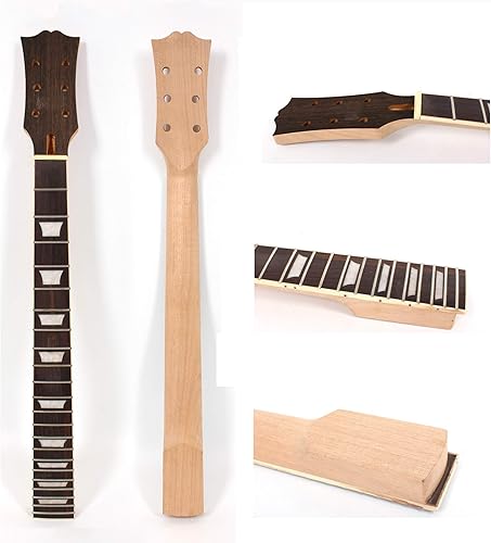 Guitarra eléctrica cuello 22 trastes 24.75 pulgadas madera caoba diapasón de palisandro cabeza negra Guitarra eléctrica de repuesto varilla de