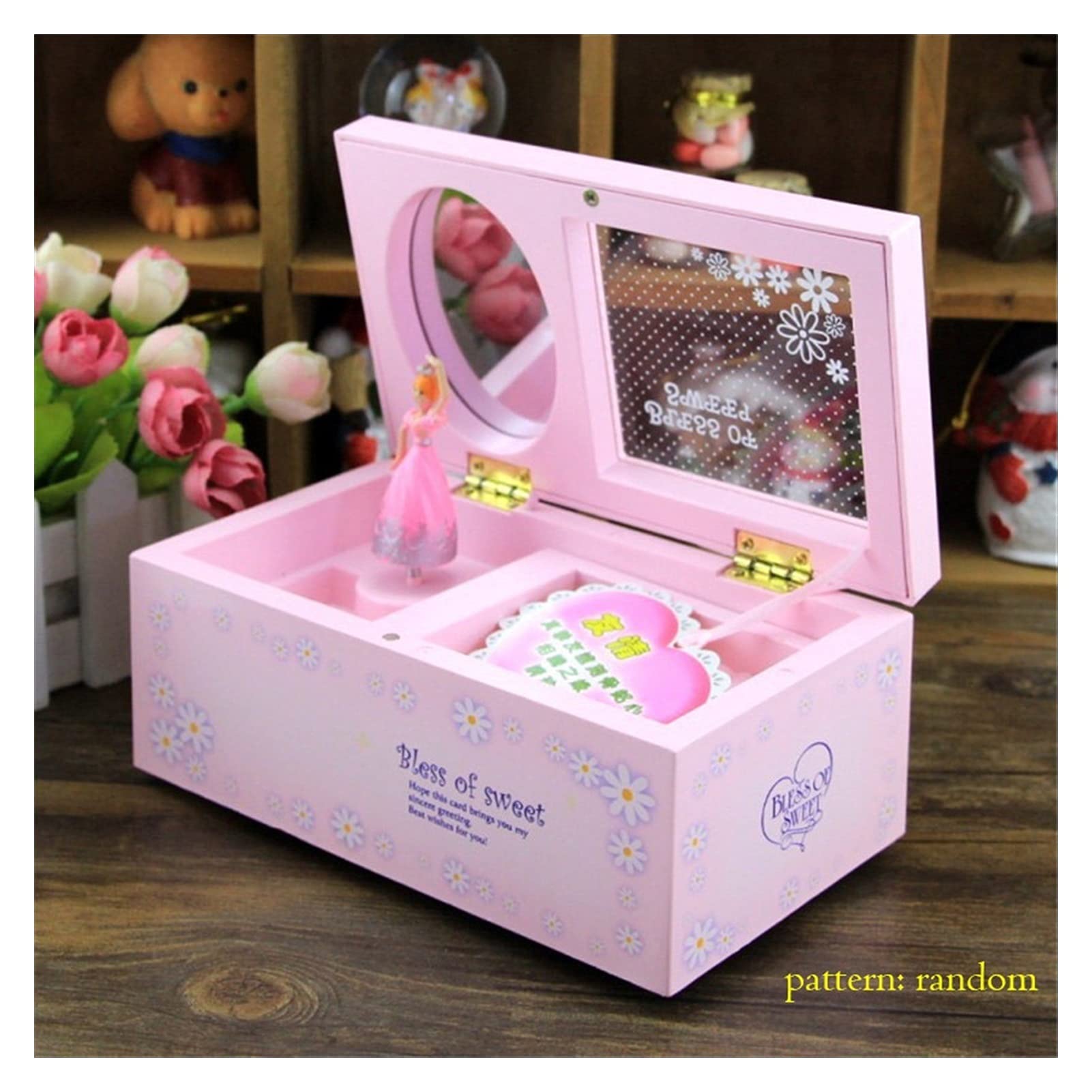 Caja de Musica Caja de música Bailarina giratoria Creativa Música Multifuncional Joyería Almacenamiento Transparente Cubierta Decoración Regalo Navidad(A)