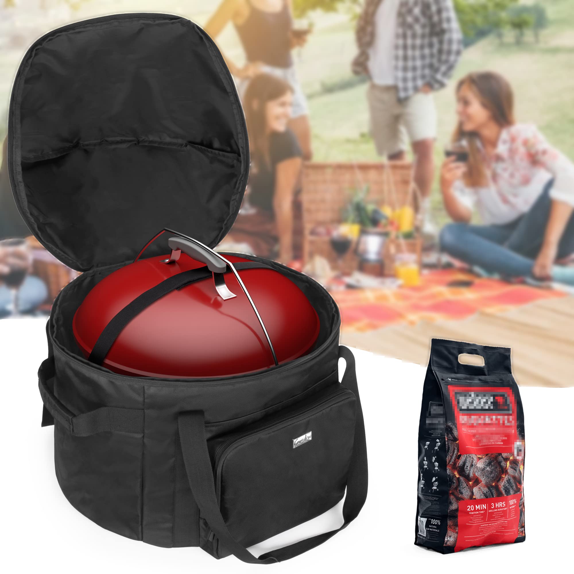 samdew Borsa per Barbecue Compatibile con Weber Smokey Joe Premium 37 Cm | Barbecue a Carbone Portatile con Tasca e Maniglia – Solo Borsa (Design Brevettato)