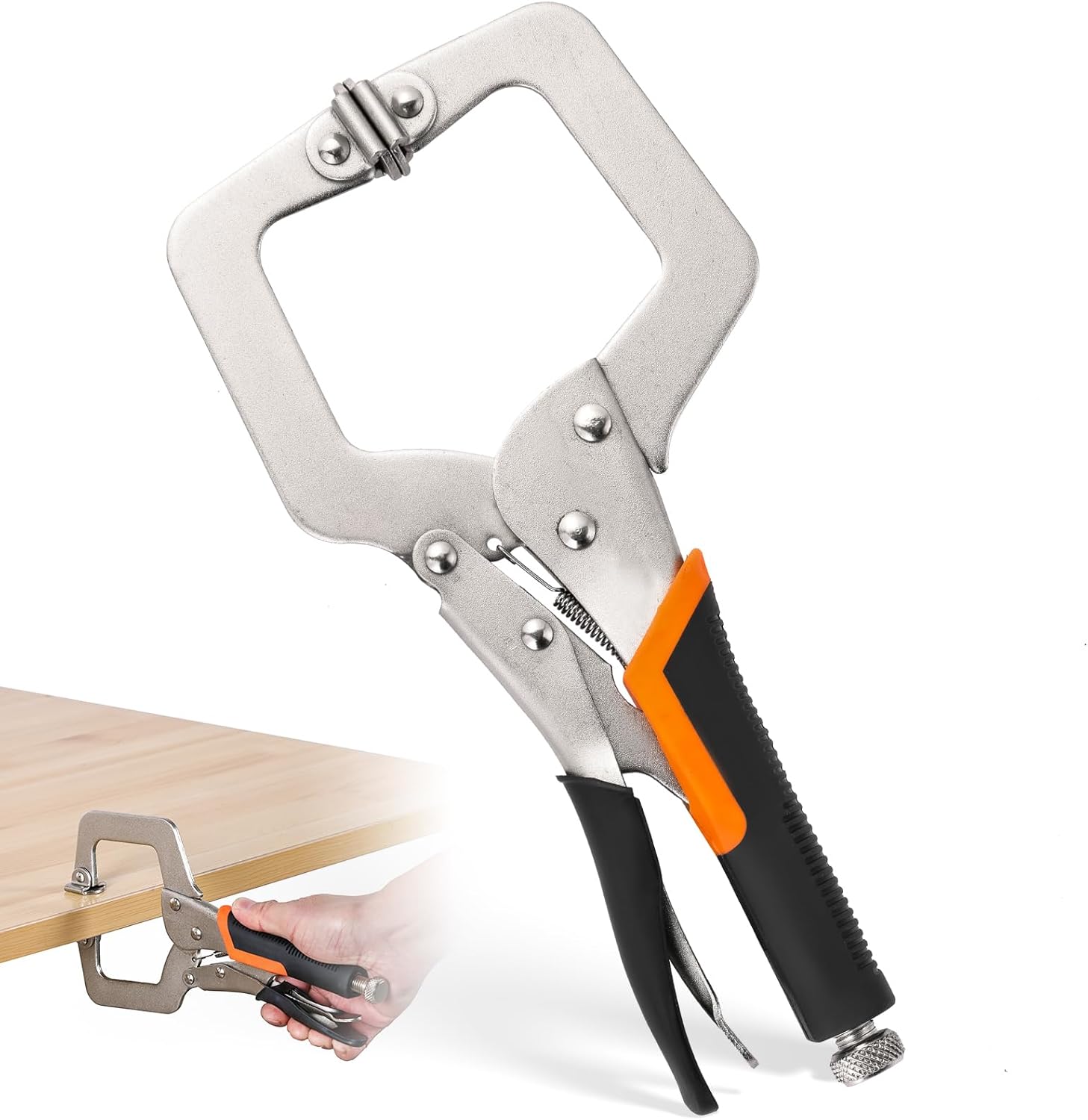 NYXOVA 11" Locking C-Clamp, Heavy Duty C-Clamp Locking Pliers with Adjustable Clamp, High-Strength CR-V Steel, Quick Release, Swivel Pads for Secure Clamping in Welding & Woodworking Projects